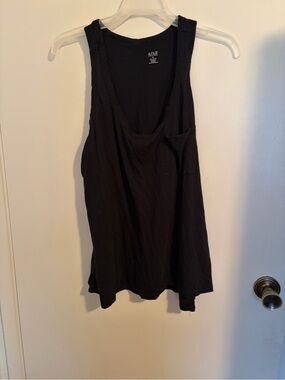 a.n.a Black Scoop Neck Pocket Tank